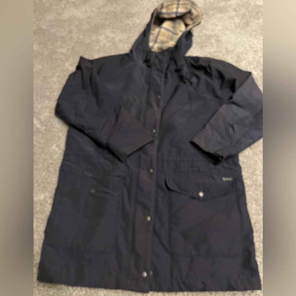 Woolrich Women's Navy Jacket parks size small vintage lined w wool plaid tartan